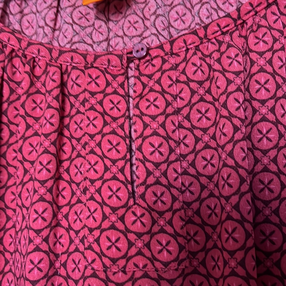 SOLD - Joe Fresh Pink Rose Peasant Boho Blouse Size Large - Picture 6 of 8